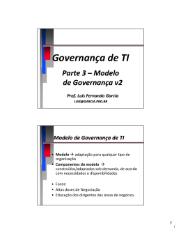 Governança de TI – Modelo - Prof. Dr. Luis Fernando Garcia