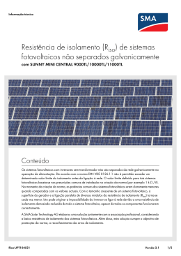Resistência de isolamento (Riso) de sistemas fotovoltaicos não