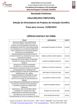 Resultado Preliminar - EDITAL 05/2015 - PIBITI/CNPq - Propp