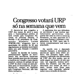 Congresso votará URP só na semana que vem