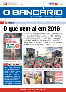 O que vem aí em 2016 - Sindicato dos Bancários da Bahia