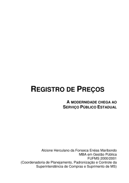 REGISTRO DE PREÇOS - Governo do Estado do Mato Grosso do Sul