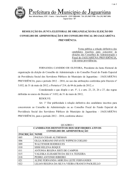 Candidatos definitivos – Eleição Jaguariuna Previdencia 15-06-2012