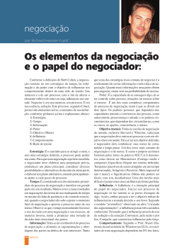 Os elementos da negociação e o papel do negociador: negociação