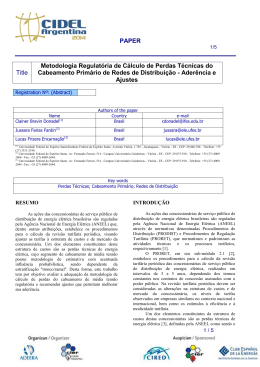 PAPER Title Metodologia Regulatória de Cálculo de