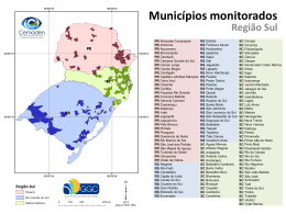 Municípios monitorados Região Sul