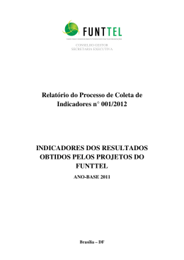 Relatório do Processo de Coleta de Indicadores n° 001/2012