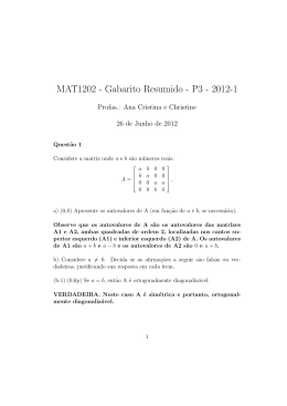MAT1202 - Gabarito Resumido - P3 - 2012-1