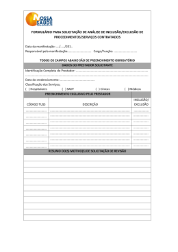formulário para solicitação d procedimentos/s rio para solicitação de