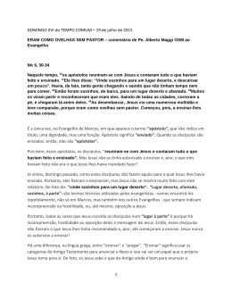 DOMINGO XVI do TEMPO COMUM – 19 de julho de 2015