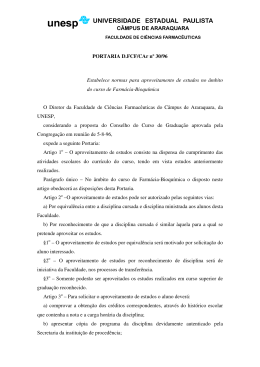 PORTARIA D.FCF/CAr nº 30/96 Estabelece normas para