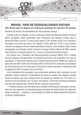 BRASIL: PAÍS DE DESIGUALDADES SOCIAIS