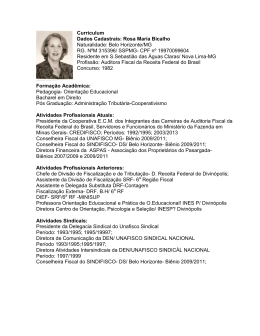 Curriculum Dados Cadastrais: Rosa Maria Bicalho - DS-BH