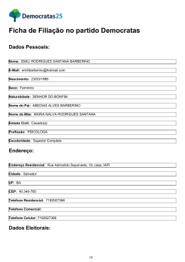 Ficha de Filiação no partido Democratas Dados