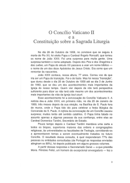 O Concílio Vaticano II e a Constituição sobre a Sagrada Liturgia