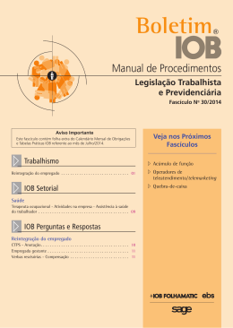 IOB - Legislação Trabalhista - nº 30/2014