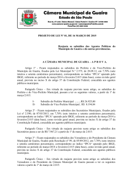 Projeto de lei número 01, de autoria do Poder Legislativo que