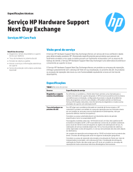 Serviço HP Hardware Support Next Day Exchange
