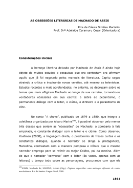 1861 AS OBSESSÕES LITERÁRIAS DE MACHADO DE ASSIS
