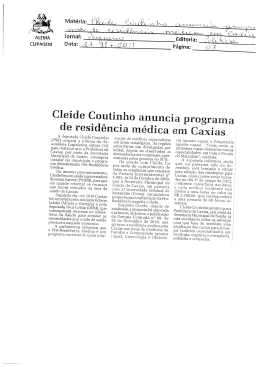 Cleide Coutinho anuncia programa de residencia médica em