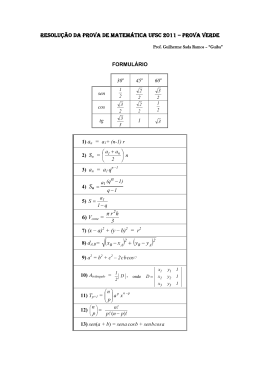 Resolução da pRova de matemática uFsc 2011