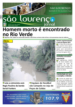 Homem morto é encontrado no Rio Verde