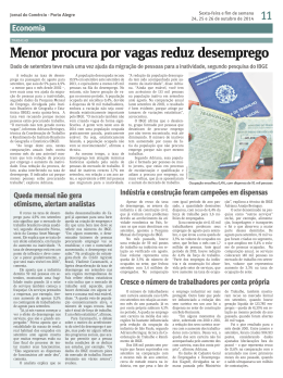 28/10/2014 - Menor procura por vagas reduz desemprego