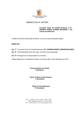 RESOLUÇÃO Nº. 687/2015 - Portal da Câmara Municipal de Ilhéus