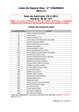 Lista de Espera Sisu -1ª CHAMADA 2011/1 - Unifal-MG