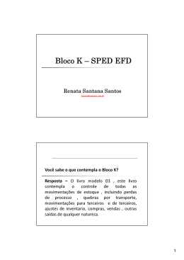Bloco K – SPED EFD – Renata Santana Santos - CRC-ES