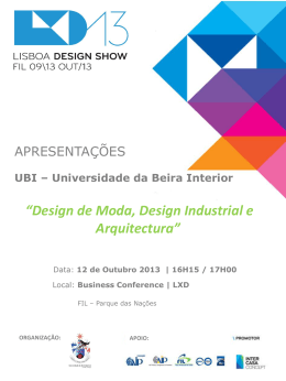 “Design de Moda, Design Industrial e Arquitectura”