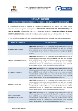 edital nº 003/2015 - IPACI Instituto de Previdência e Assistência dos