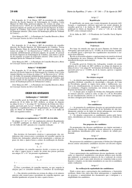 Alteração e Republicação do Regulamento Eleitoral da Ordem dos