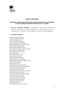 Lista de Admissão - Câmara Municipal de Oeiras