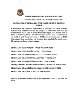 Edital de Convocação dos aprovados no Teste Seletivo 01/2014