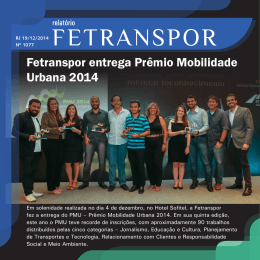 Fetranspor entrega Prêmio Mobilidade Urbana 2014