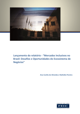 Lançamento do relatório - “Mercados Inclusivos no Brasil: Desafios