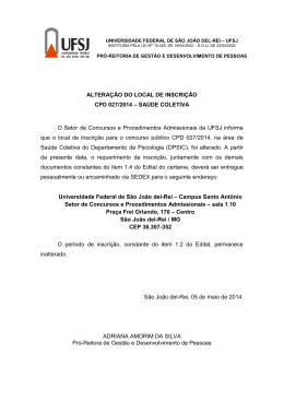 ALTERAÇÃO DO LOCAL DE INSCRIÇÃO CPD 027/2014