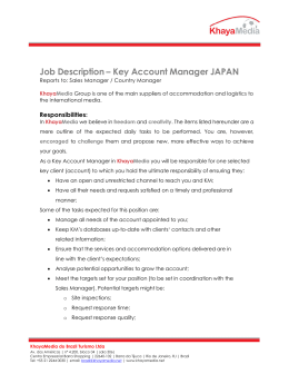 Job Description – Key Account Manager JAPAN