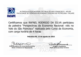 Certificamos que RAFAEL RODRIGO DA SILVA participou