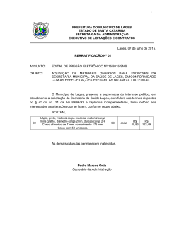 Rerratificação PE 15-2015 SMS - Prefeitura Municipal de Lages