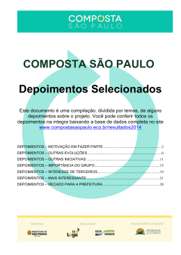 COMPOSTA SÃO PAULO Depoimentos Selecionados