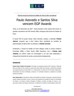 Paulo Azevedo e Santos Silva vencem EGP Awards