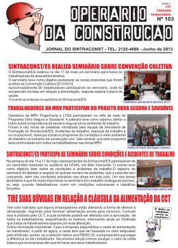 Jornal Operário - Mês Junho de 2013, Ed. 103 - Sintraconst-ES