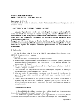 PARECER CRM/MS N° 12/2014 PROCESSO CONSULTA CRMMS
