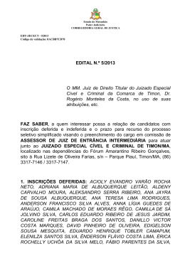 Edital n.º 5/2013 - Blog do Juiz de Direito Rogerio Monteles da Costa
