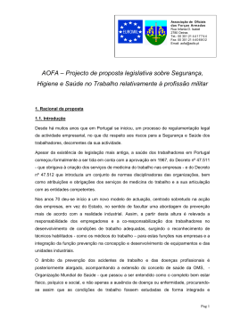 AOFA – Projecto de proposta legislativa sobre Segurança, Higiene