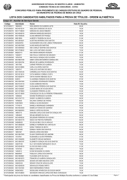 lista dos candidatos habilitados para a prova de títulos