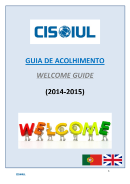 GUIA DE ACOLHIMENTO WELCOME GUIDE - CIS-IUL - iscte-iul