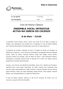 ENSEMBLE VOCAL INTROITUS ACTUA NA IGREJA DO COLÉGIO
